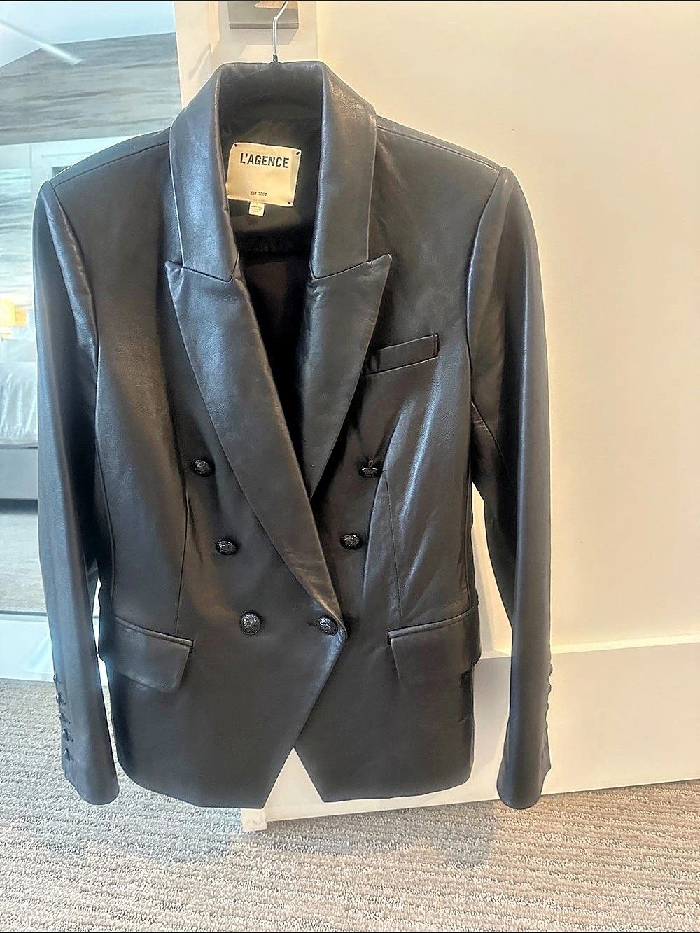 L'AGENCE Black Leather Blazer Jacket Like New